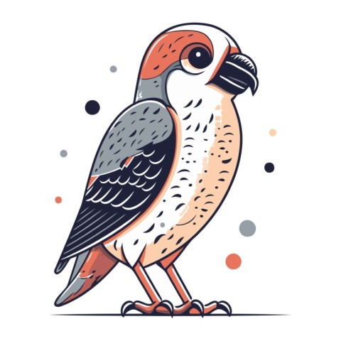 Hand drawn vector illustration of a cute parrot. Cartoon style.