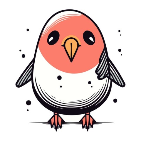 Vector hand drawn illustration of cute little bird. Isolated on