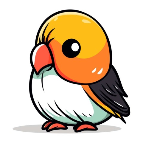 Illustration of a cute cartoon parrot on a white background.