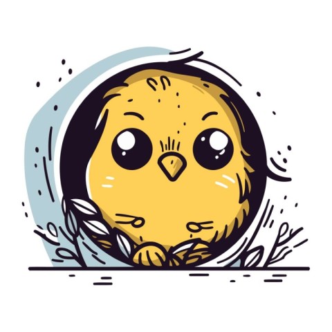 Cute little chick. Vector illustration in doodle style.