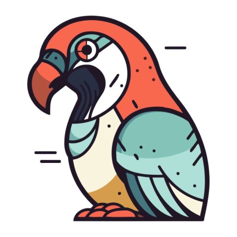Cute parrot. Vector illustration in doodle style.