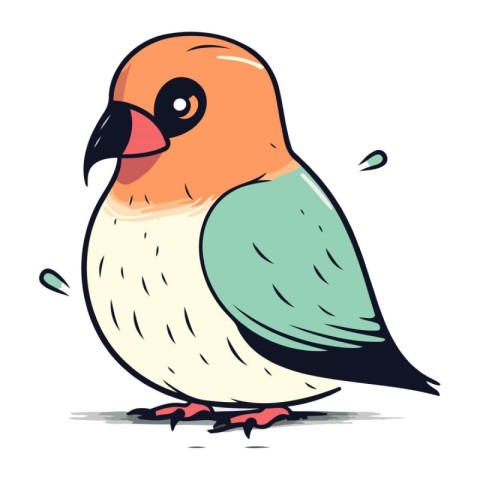 Vector illustration of a cute little bullfinch on white backgrou