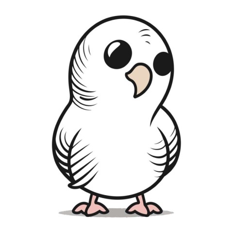 Vector illustration of a cute white owl isolated on a white back