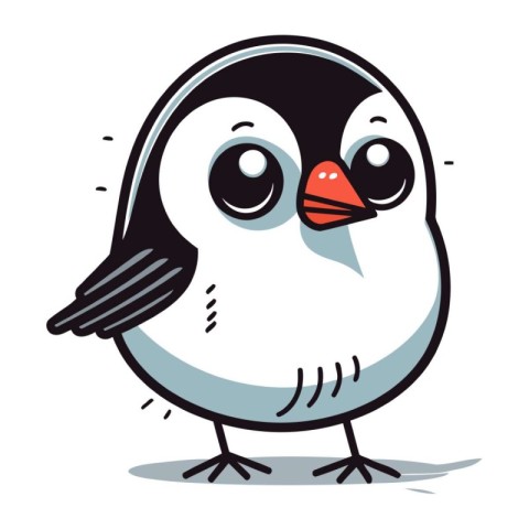 Cute cartoon penguin. Vector illustration isolated on white back