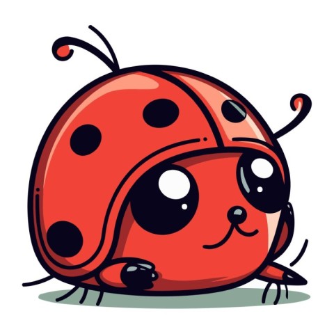 Cute cartoon ladybug isolated on white background. Vector illust