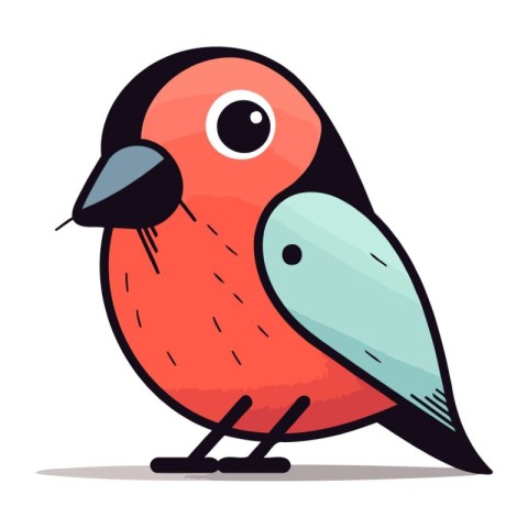 Bullfinch cartoon vector illustration. Cute little bird characte