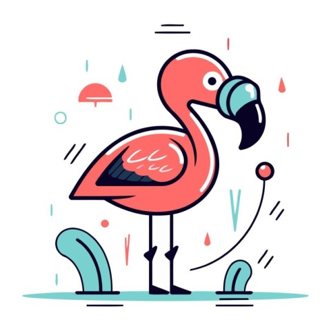 Flamingo vector illustration. Flamingo flat style design.