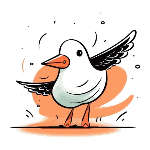 Cartoon seagull. Vector illustration of a cute bird.