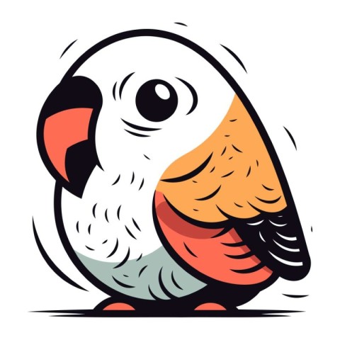 Parrot cartoon vector illustration. Isolated parrot on white bac