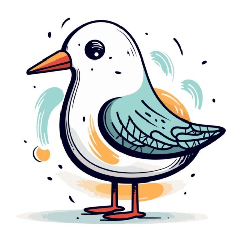 Hand drawn vector illustration of a seagull. Isolated objects on