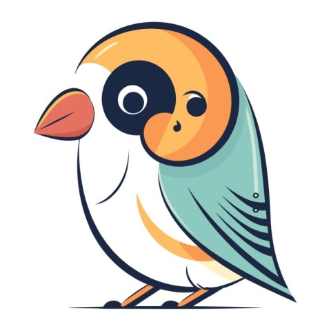 Cute cartoon bird. Vector illustration isolated on a white backg