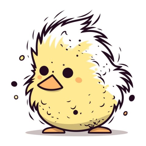 Illustration of cute little chick in cartoon style. Vector illus