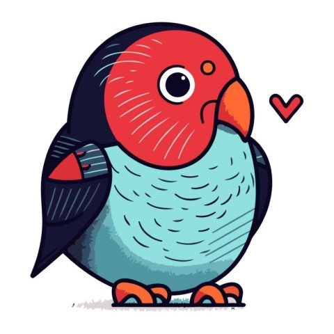 Vector illustration of a cute cartoon parrot. Isolated on white