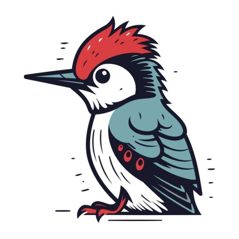 Cute Woodpecker. Vector illustration isolated on white backgroun