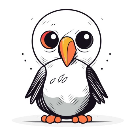 Cute cartoon penguin. Vector illustration on a white background.