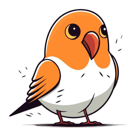 Cute cartoon bird. Vector illustration. Isolated on white backgr