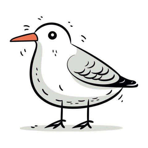 Cute seagull. Vector illustration in doodle style