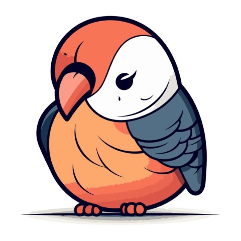 Vector illustration of a cute cartoon parrot on a white backgrou