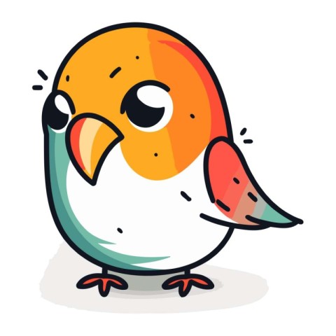 Cute cartoon bird. Vector illustration. Isolated on white backgr