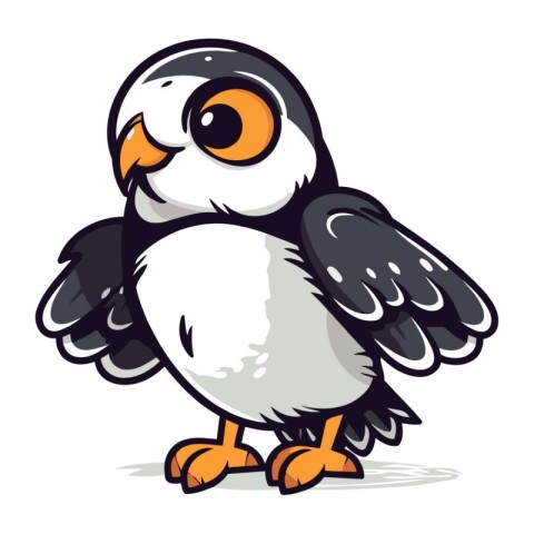 Cute cartoon penguin. Vector illustration isolated on white back