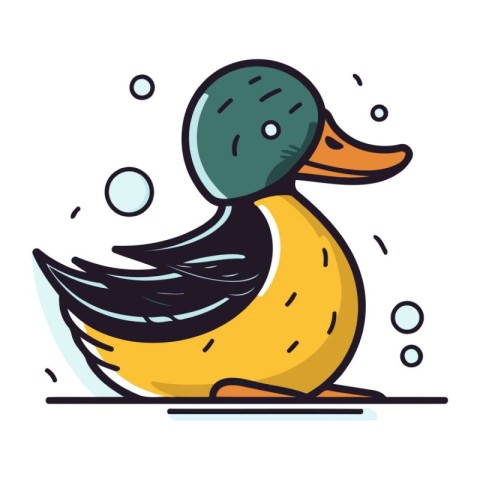 Duck vector illustration in flat style. Cute cartoon character.