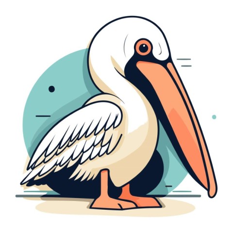 Pelican on white background. Vector illustration in flat style.