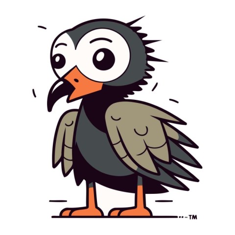 Vector illustration of a cute cartoon vulture. Isolated on white