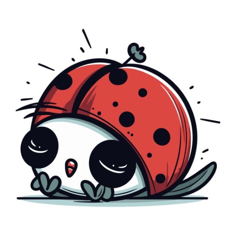 Cute ladybug cartoon vector illustration. Isolated on white back