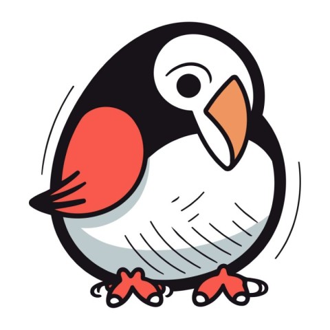 Vector illustration of a cute cartoon penguin on a white backgro