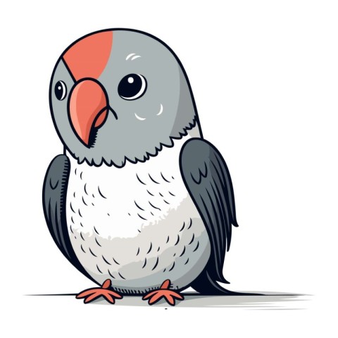 Vector illustration of a cute cartoon parrot on a white backgrou