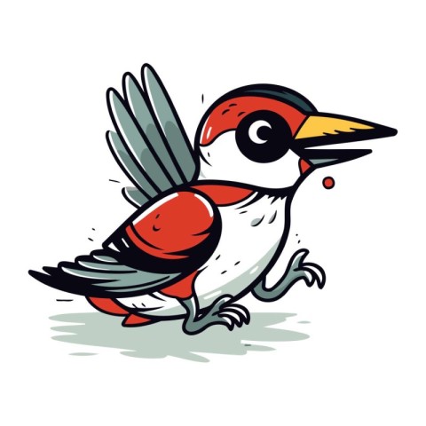 Cartoon woodpecker vector illustration. Hand drawn doodle bird