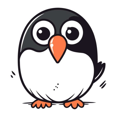 Cute penguin. Vector illustration. Isolated on white background.