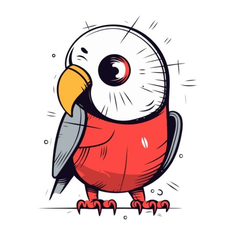 Cute cartoon parrot. Hand drawn vector illustration isolated on