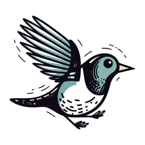 Hand drawn vector illustration of a little bird isolated on whit