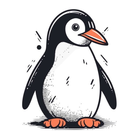 Cute penguin isolated on a white background. Vector illustration