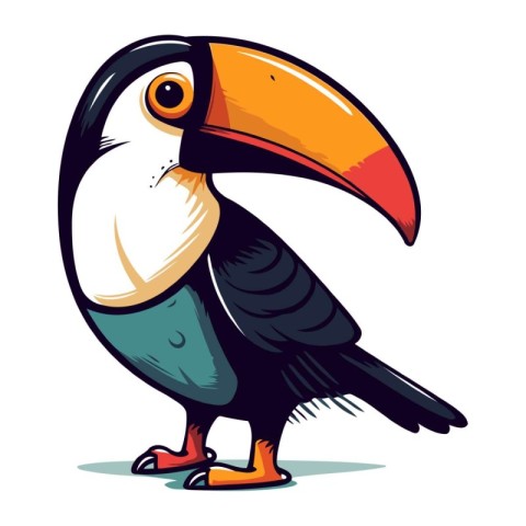 Cartoon toucan. Vector illustration isolated on a white backgrou