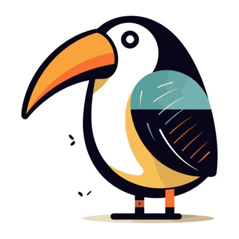 Cartoon toucan. Vector illustration in flat style. Isolated on w