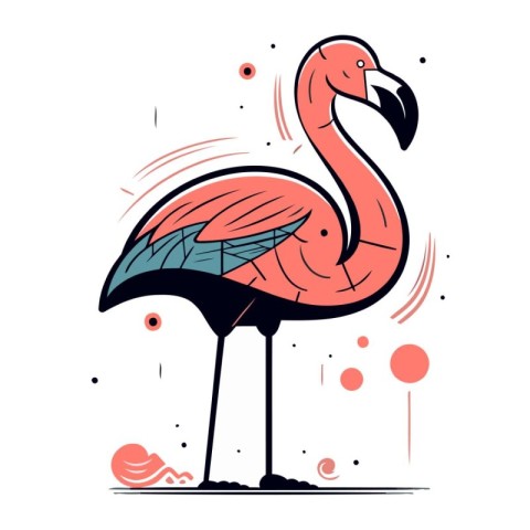 Flamingo. Hand drawn vector illustration of a flamingo.