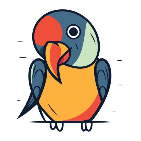 Parrot vector illustration. Isolated parrot on white background.