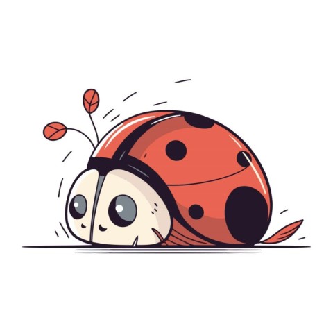 Cute cartoon ladybug. Vector illustration isolated on white back