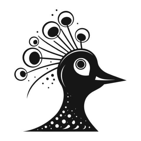 Peacock silhouette. Black and white vector illustration for colo