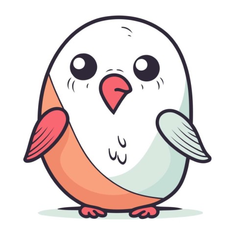 Cute cartoon bird. Vector illustration isolated on a white backg