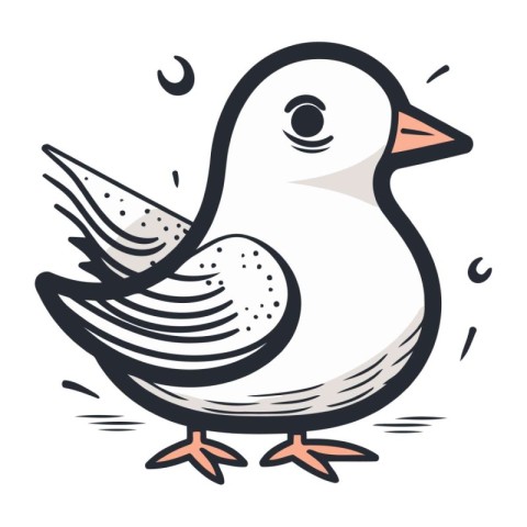 Cute doodle hand drawn seagull. Vector illustration.