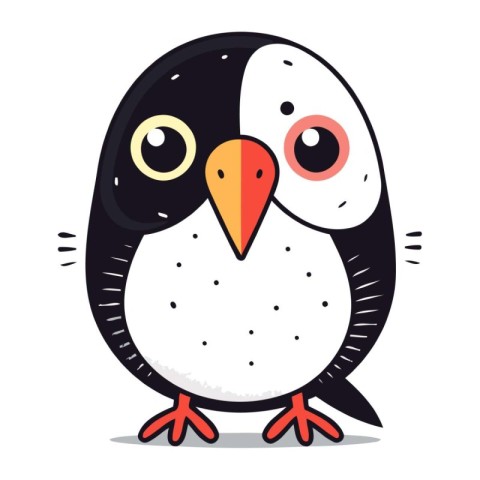 Cute penguin isolated on a white background. Vector illustration