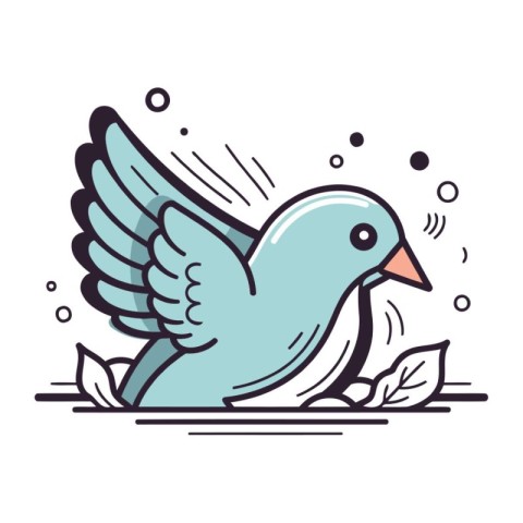 Pigeon flying in the air. Flying bird. Vector illustration.