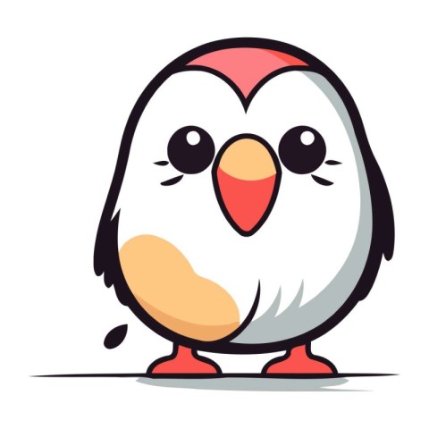 Cute penguin cartoon character on white background. Vector illus