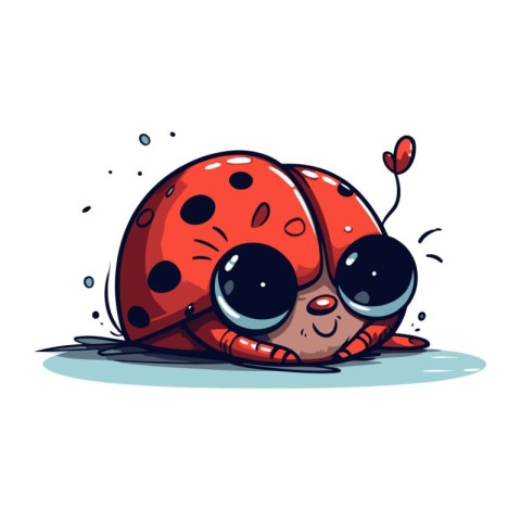 Cute ladybug cartoon vector illustration. Isolated on white back