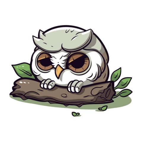 Owl sitting on a branch. Vector illustration on white background