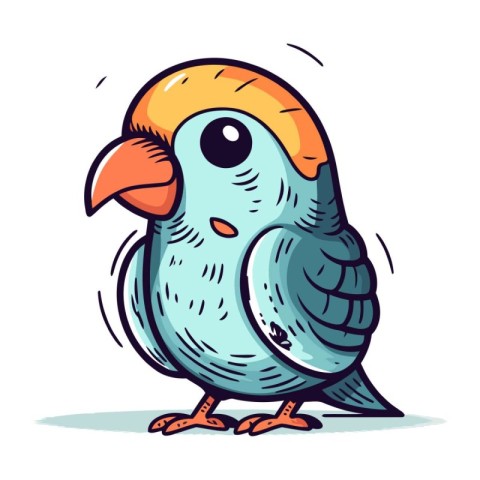 Vector illustration of cute cartoon parrot. Isolated on white ba