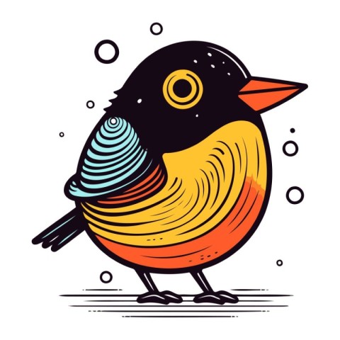 Colorful vector illustration of a cute little bird. Isolated on